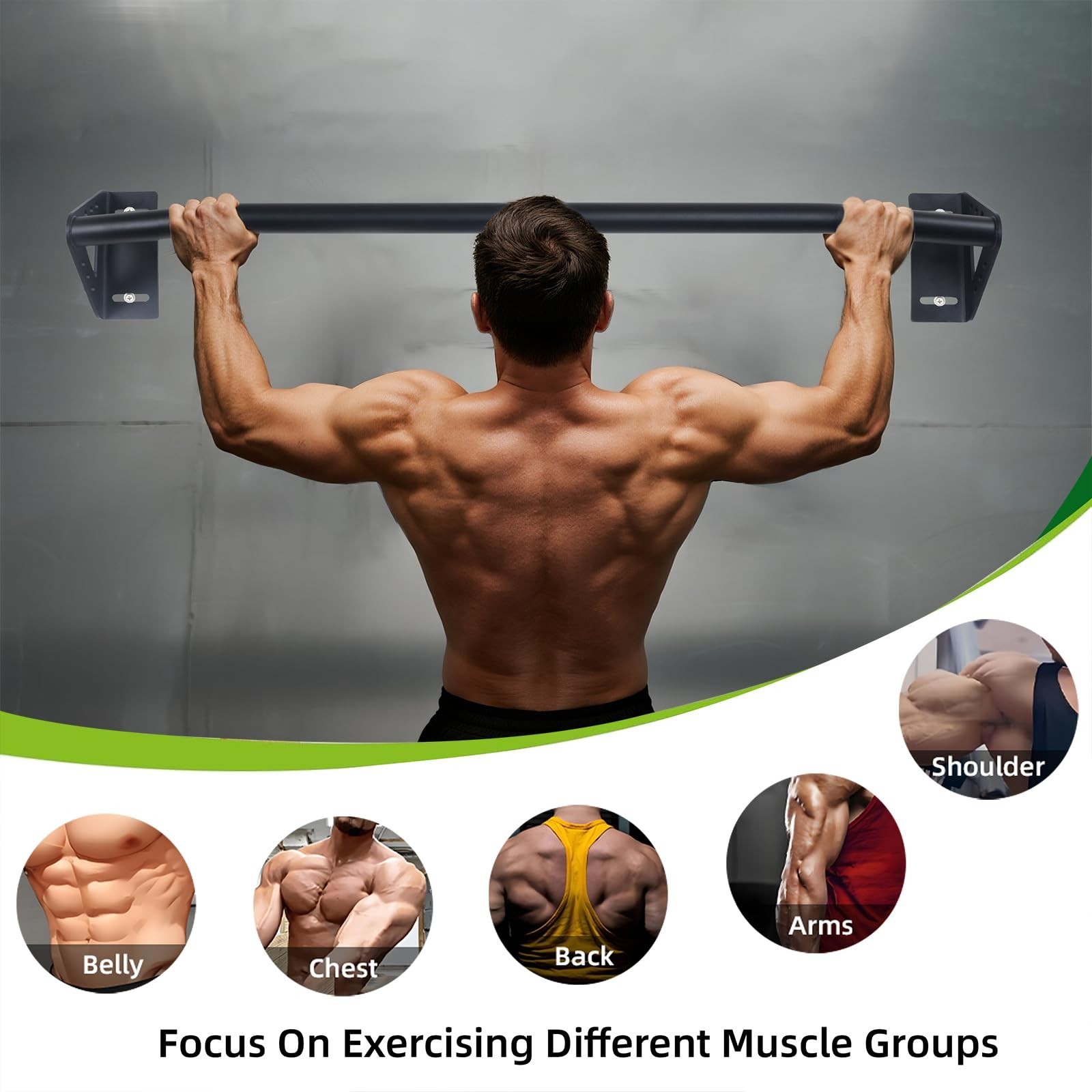 Wall Mounted Pull Up Bar Doorway, Heavy Duty Strength Training Pull-Up & Chin...