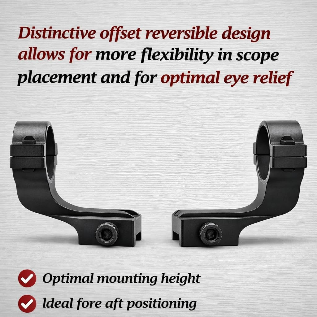 Offset Reversible 1 Inch Diameter Rifle Scope Rings 1" Scope Mount Offset Cantil