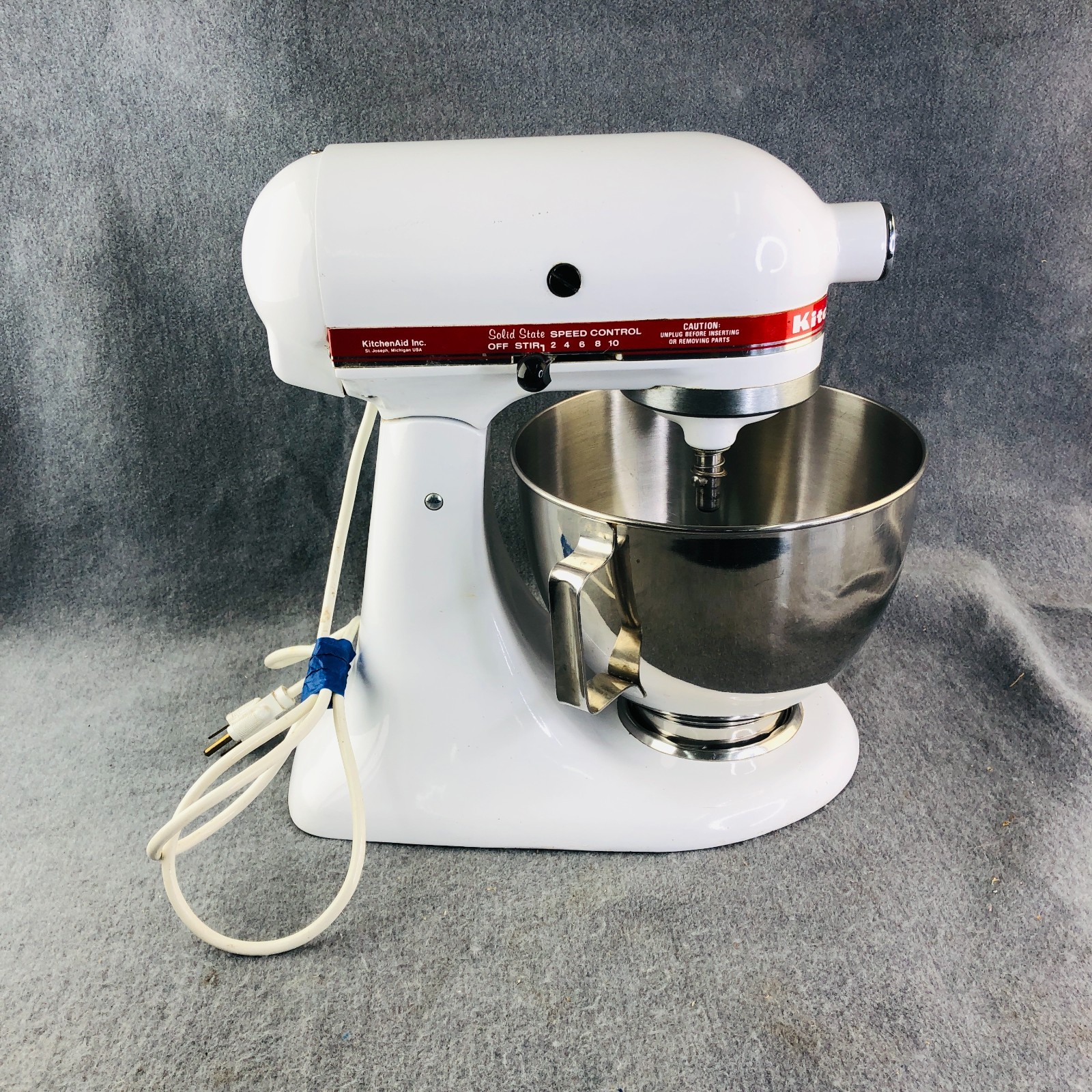 KitchenAid Ultra Power KSM90 Stand Mixer White with Red Band ~ Includes Bowl