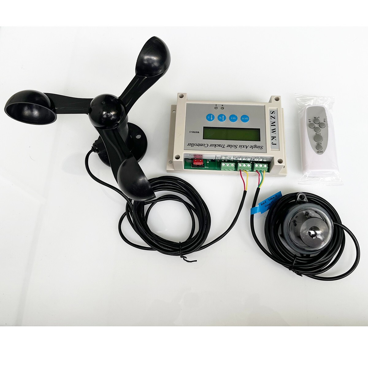 DC 12V/24V Electronic Single Axis Solar Tracker Controller W/ Anemometer Kits DO