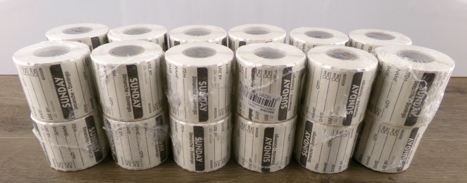 NCCO DIDU2207 Food Rotation Labels 2"x2"(24 Rolls/250 Labels Per Roll) New