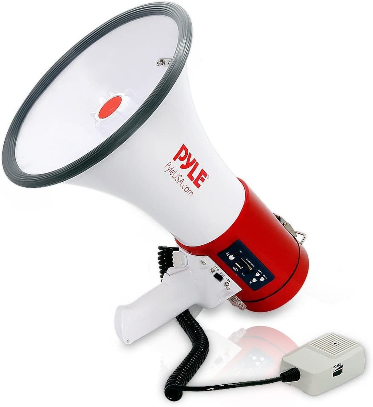 Pyle Megaphone 50-Watt Siren Bullhorn - Bullhorn Speaker w/ Detachable Microp...