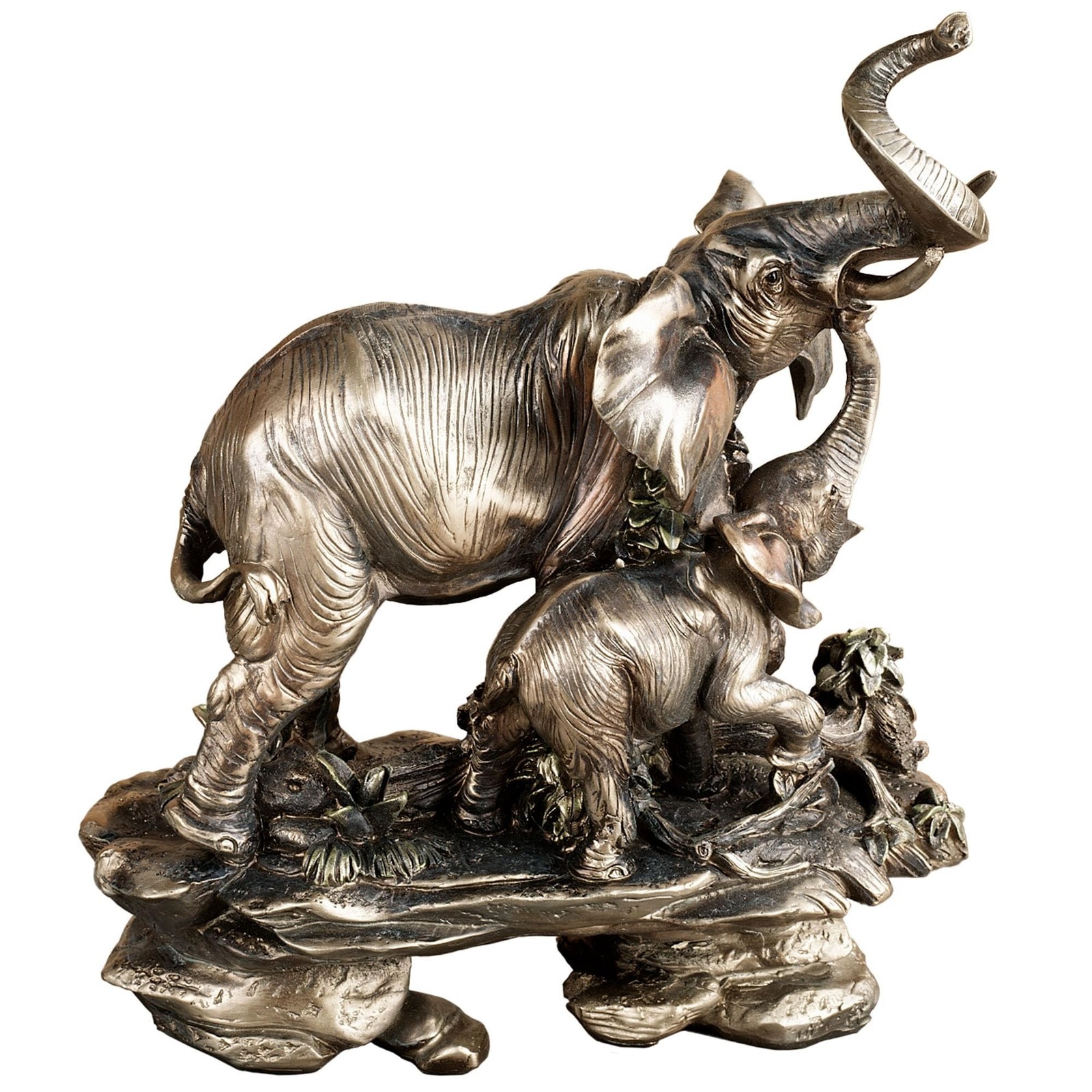 Touch of Class Maternal Affection Elephant Table Statue Sculpture Antique Gold