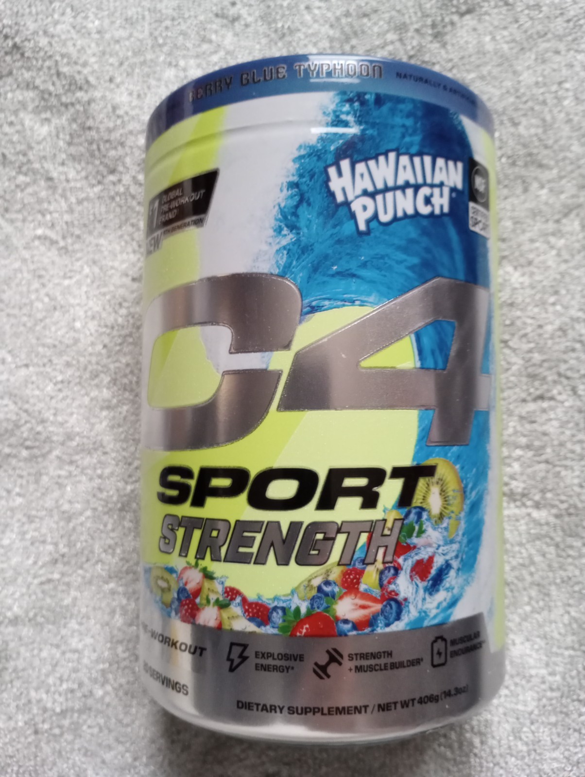 Cellucor C4 Sport Strength Pre-Workout Hawaiian Punch Berry Blue Typhoon 14.3 oz