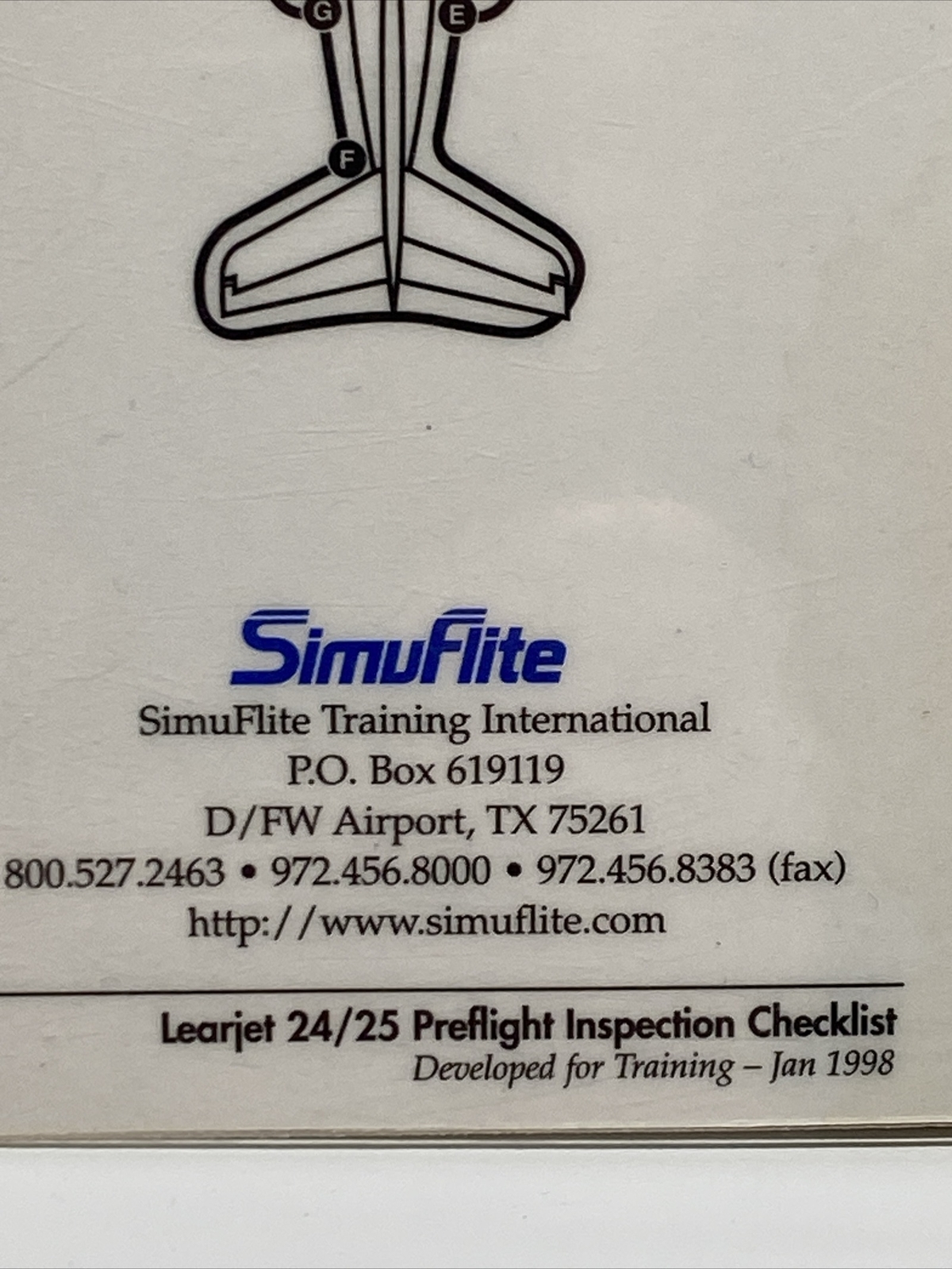 Learjet 24 & Lear jet 25 Preflight Inspection Checklist Handbook Manual