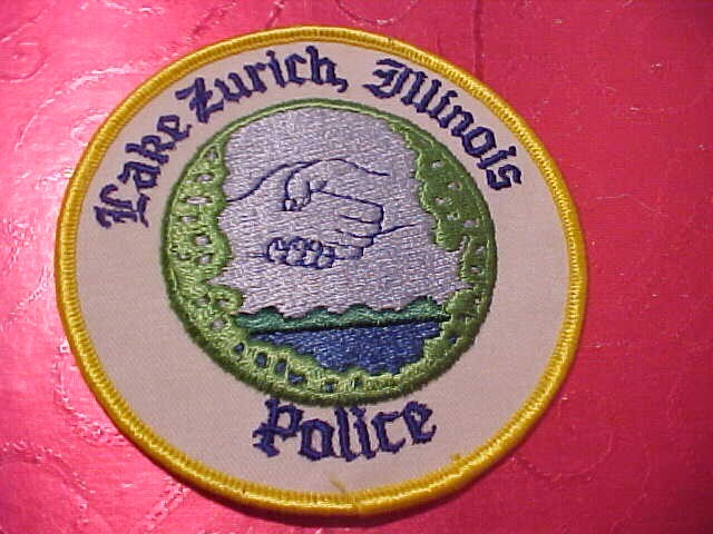 LAKE ZURICH ILLINOIS POLICE PATCH SHOULDER SIZE UNUSED 4 INCH