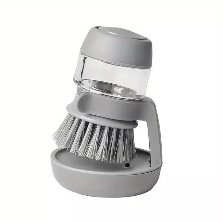 Soap Dispensing Dish Scrub Brush, Scrubber for Kitchen, Dish, Pan, Sink Gray