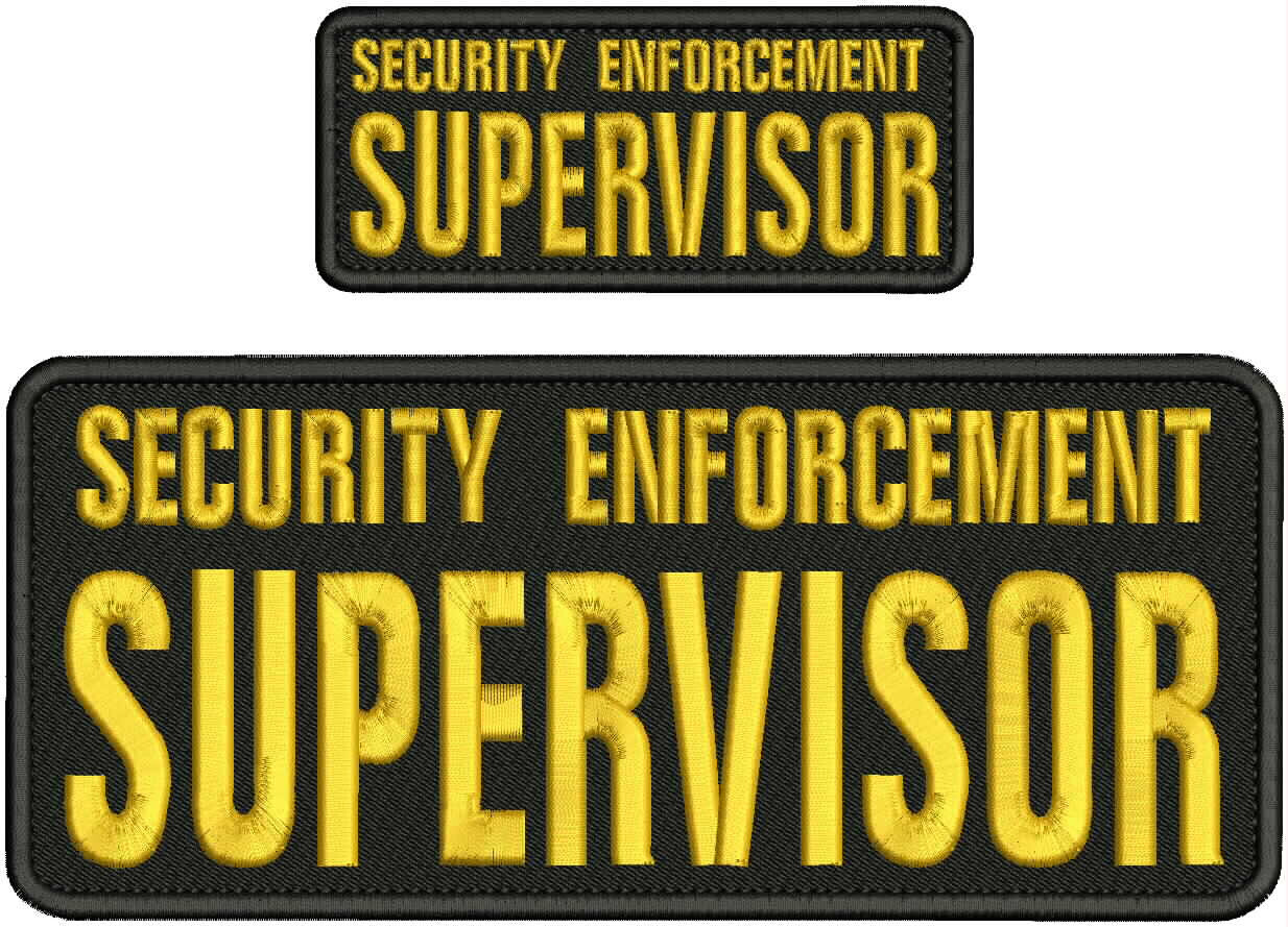 SECURITY E S  EMBROIDERY PATCH 4X10 AND 2X5 HOOK ON BACK gold on black