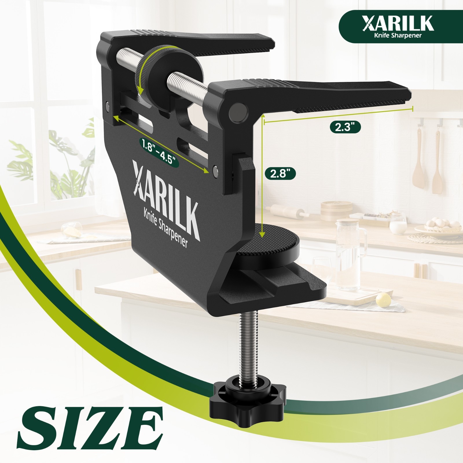 XARILK Aluminum Knife Sharpener Securing Clip, Adjustable Width 1.8-4.5"