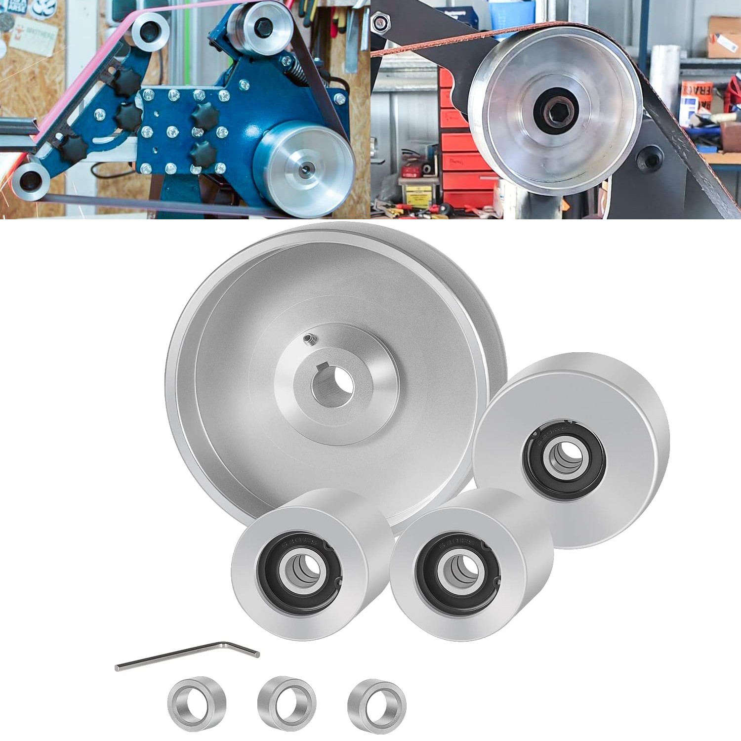 2" x 72" Belt Grinder Wheel Set Complete Wheel Kit or Knife Grinder 5" Drive
