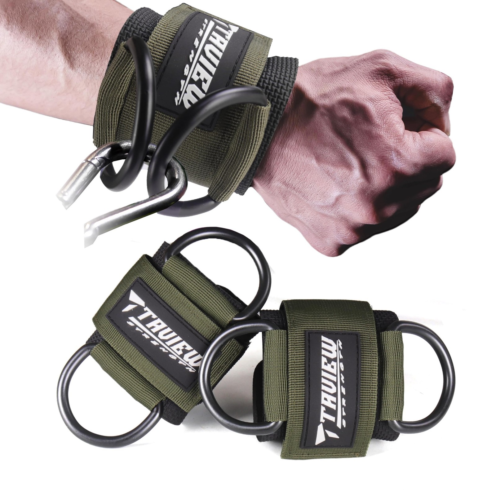 Cable Wrist Cuffs for Cable Machine Upper Body Workouts Green One Size