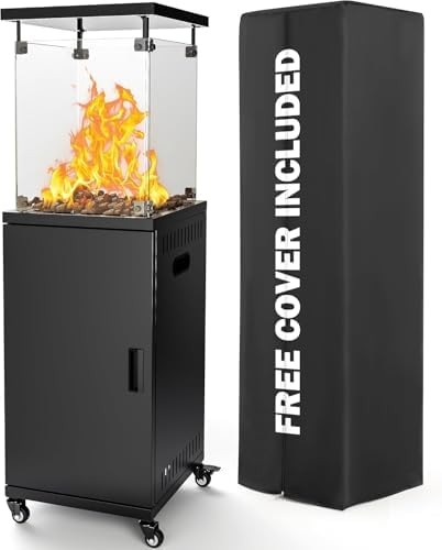 Pamapic 41,000 BTU Propane Patio Heater with Wheels & Cover,CSA Certified Outdoo