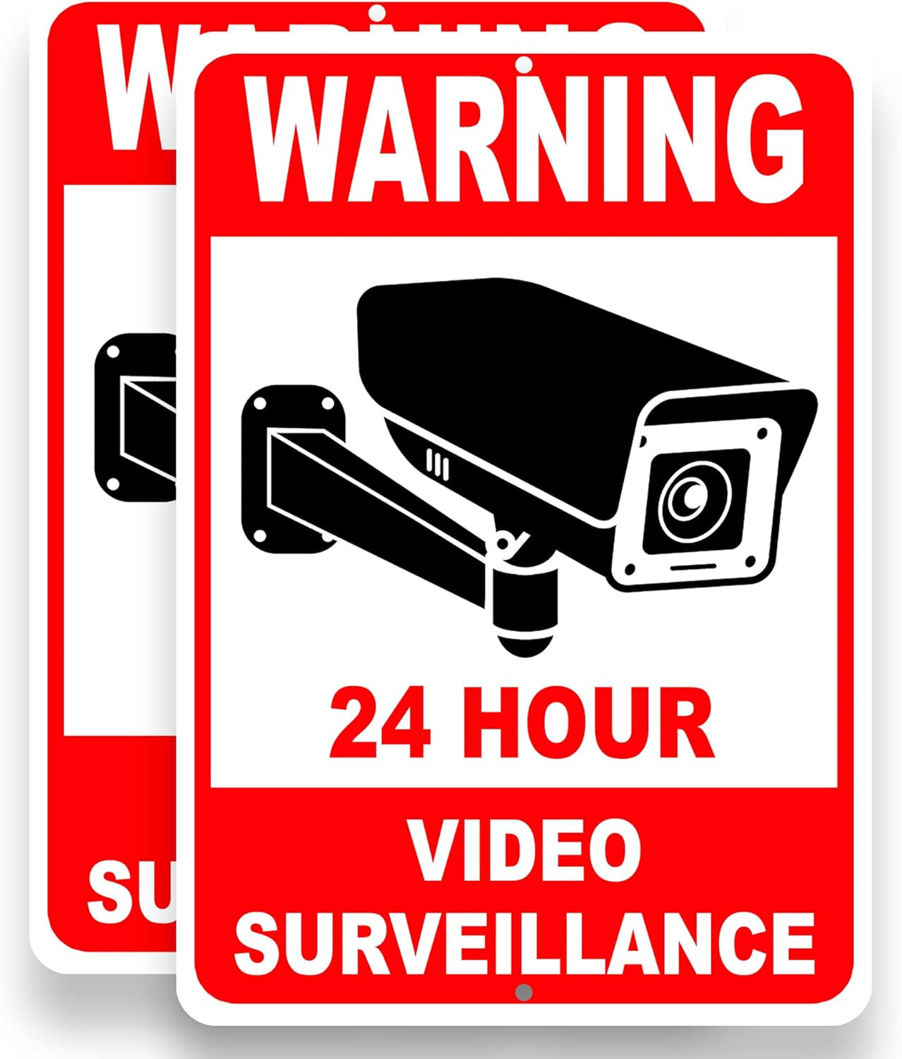 2 PC Video Surveillance Sign - 10x7 Aluminum Smile Your on inches, Red