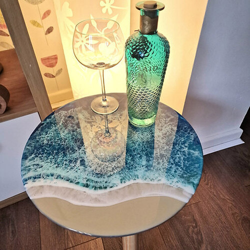 Resin Epoxy Coffee Table Top, Ocean Wave Epoxy Center Table Top, Home Decor