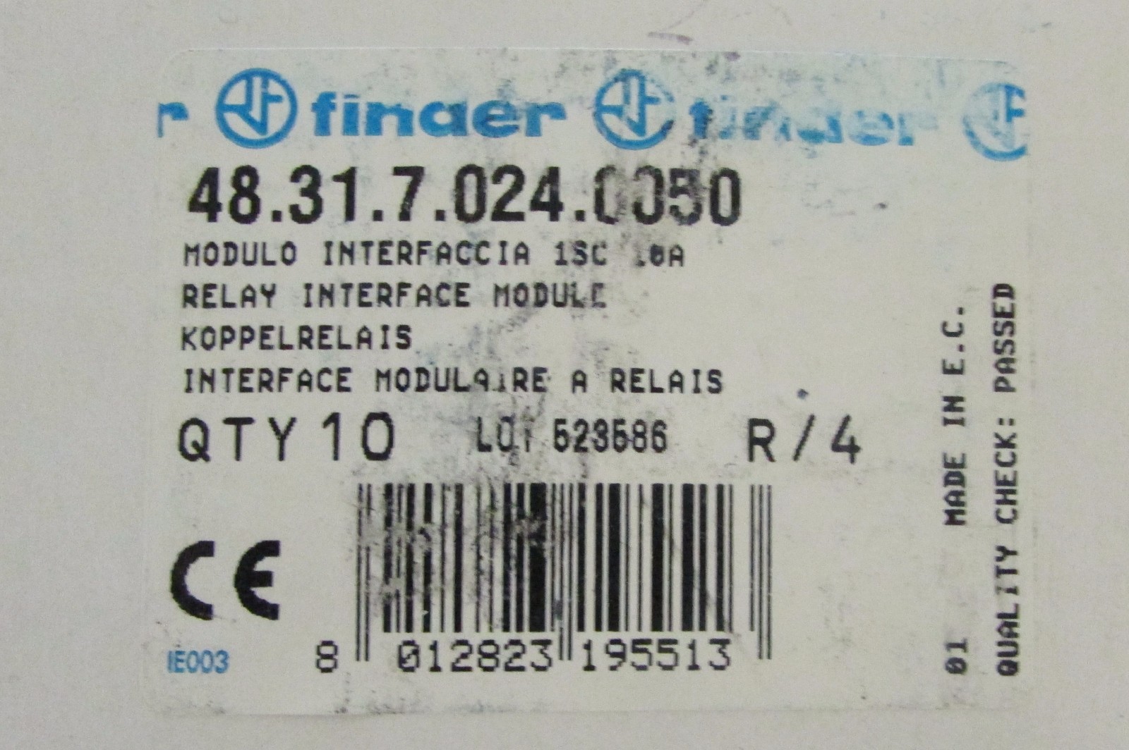 FINDER 48.31.7.024.0050 Relay Interface Module 10 Amp 24 VDC 48 31 7 024 0050