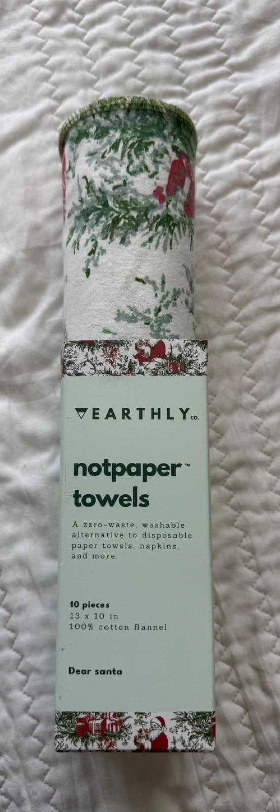 Dear Santa Earthly "notpaper" towels - Eco-Friendly Reusable Wash Cotton 10pc.