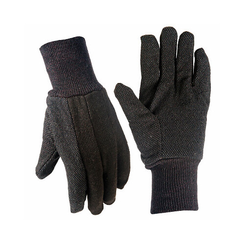 True Grip 9117-26 Jersey Work Gloves, Brown, Men's L - Quantity 6