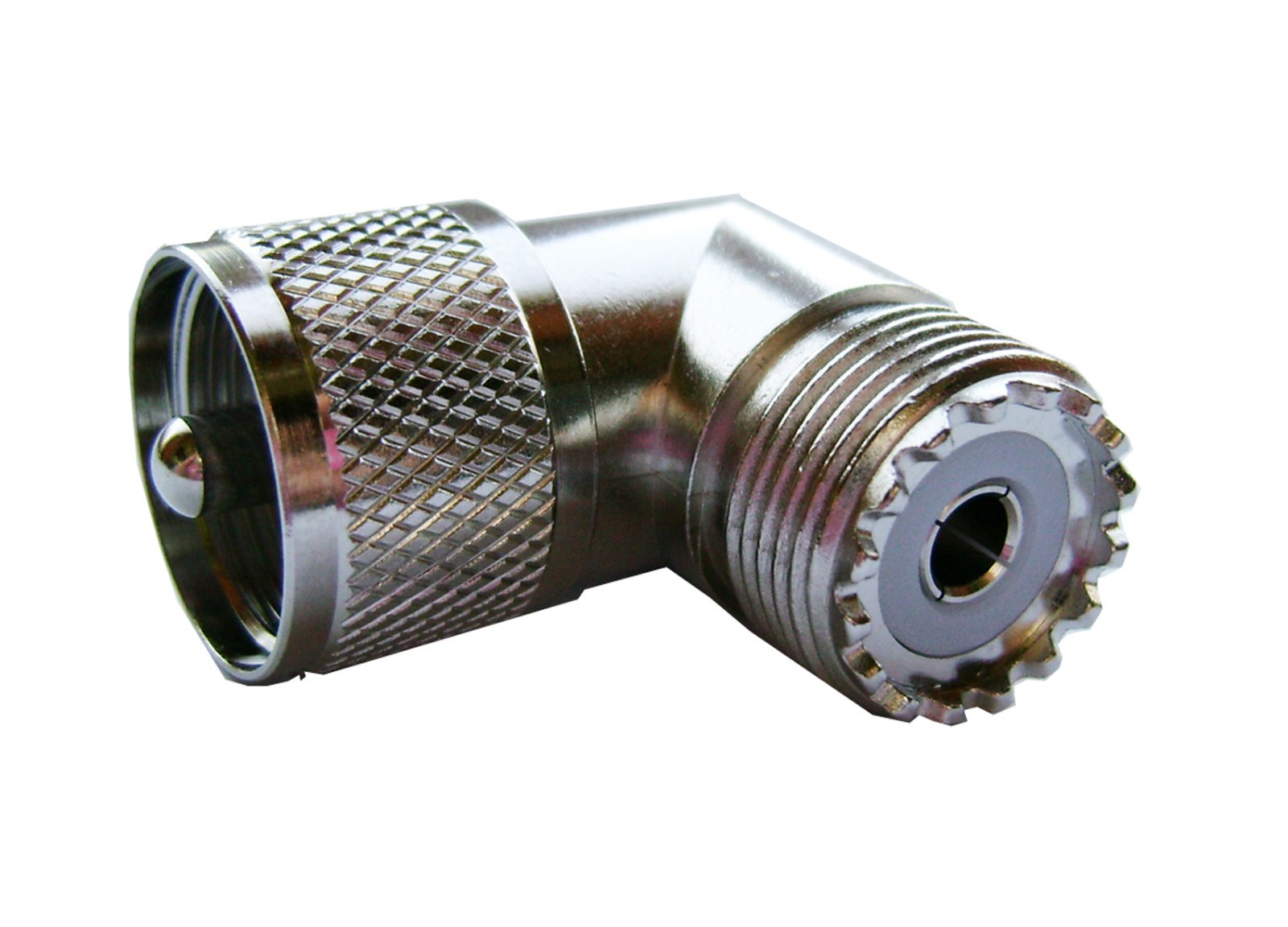 Lot of 2 High Quality UHF Right Angle Coax Connectors - Male / Female - HAM CB
