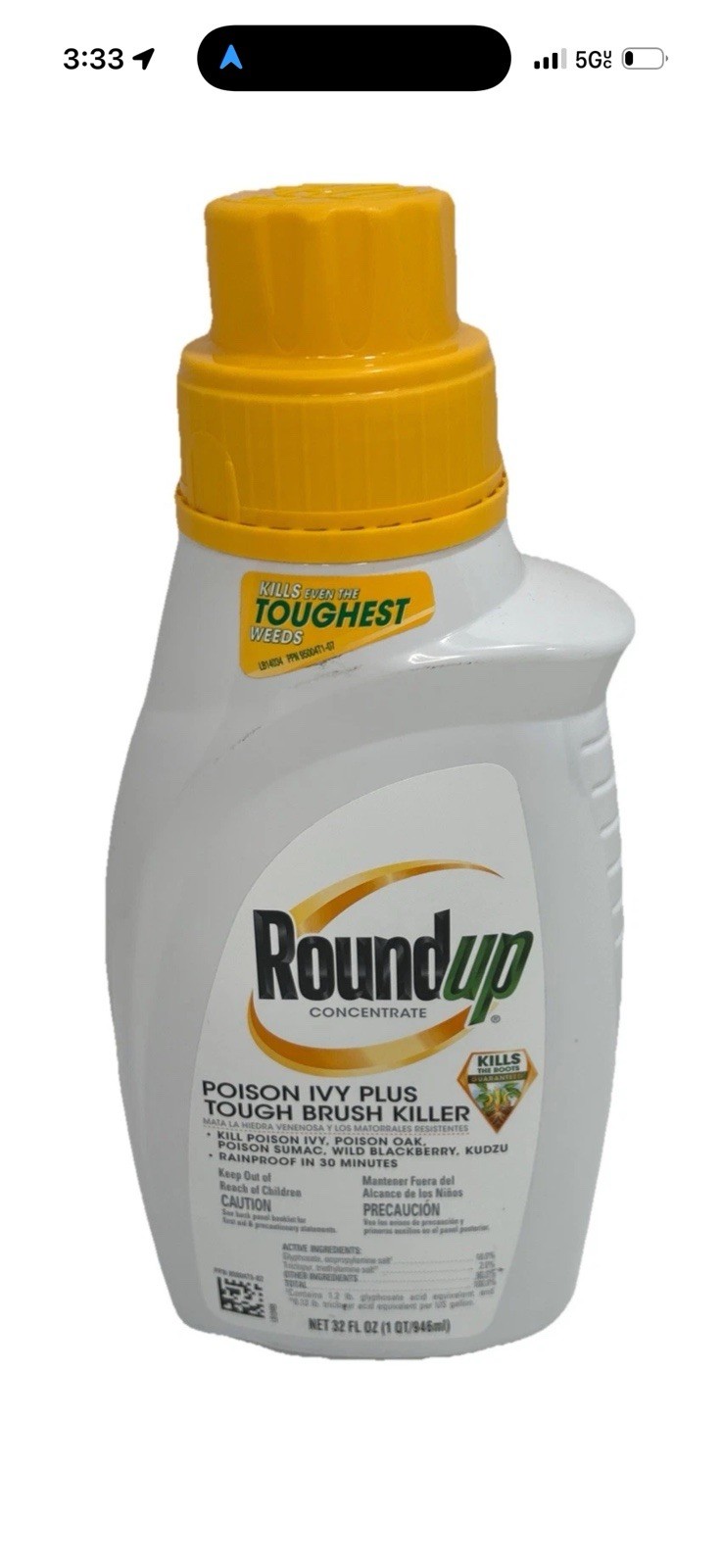 Roundup Poison Ivy Plus Tough Brush Killer Concentrate 32oz New & Sealed