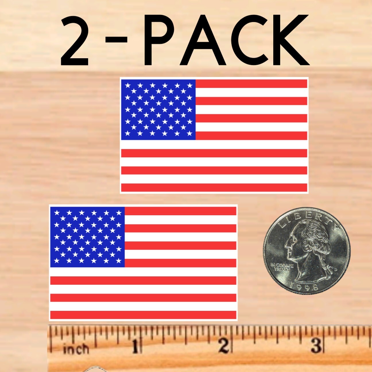 American Flag Sticker Stickers 2" (2-pack, 4-pack, 6-pack, or 12-pack) USA FLAGS