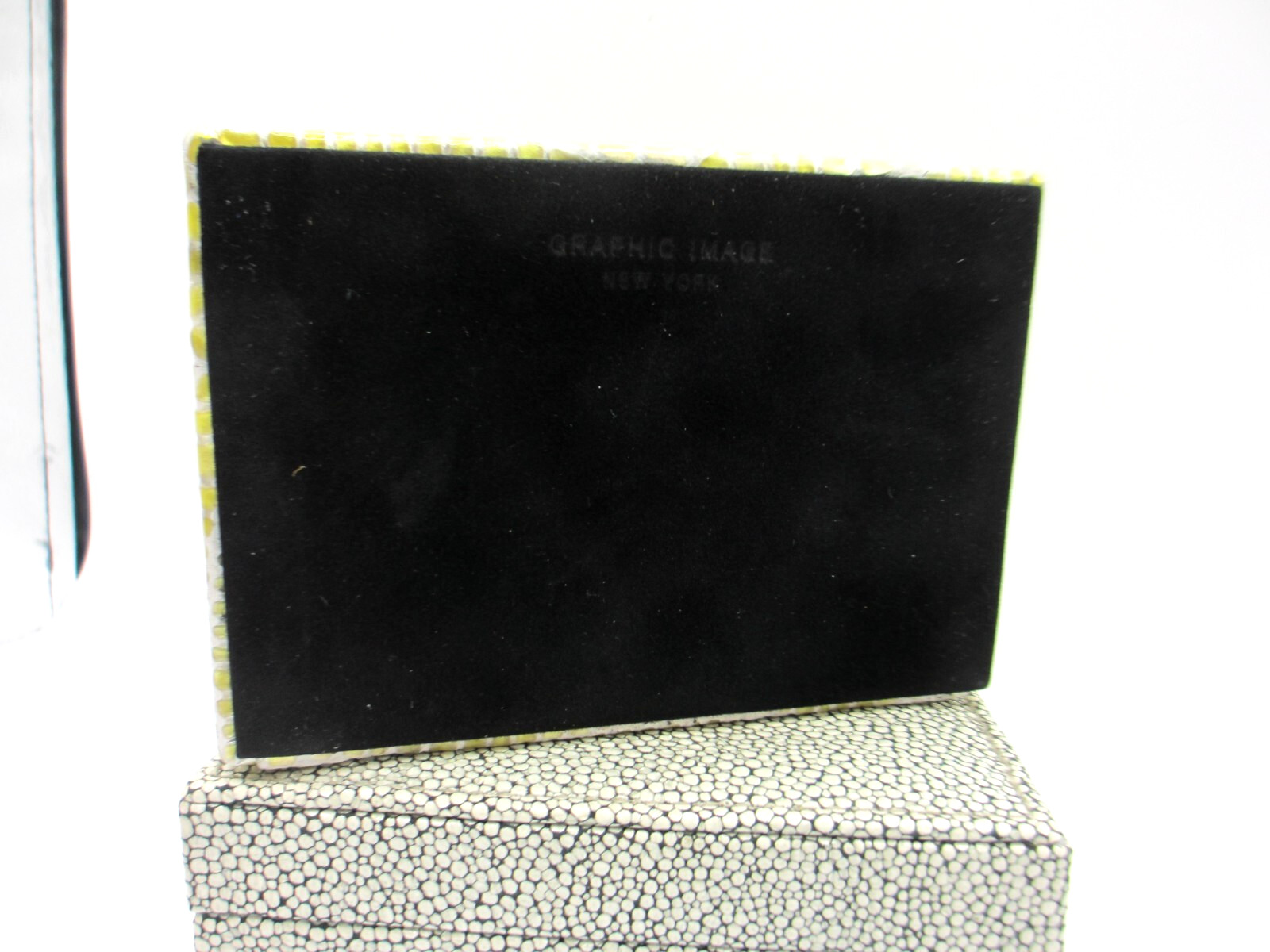 Leather Box Small Embossed Graphic Image Yellow Multicolor