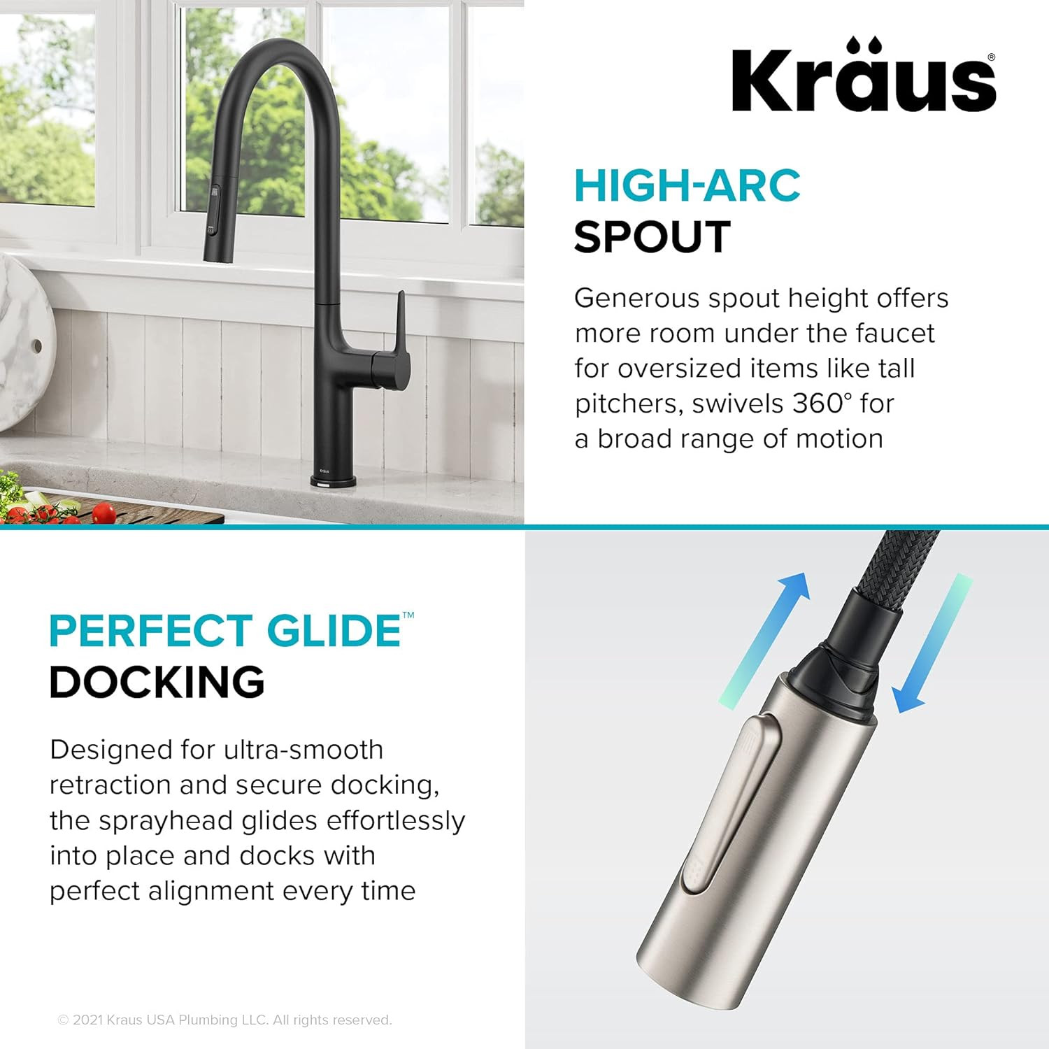 Modern Matte Black Pull-Down Kitchen Faucet with Touch Control - Oletto KTF-3101