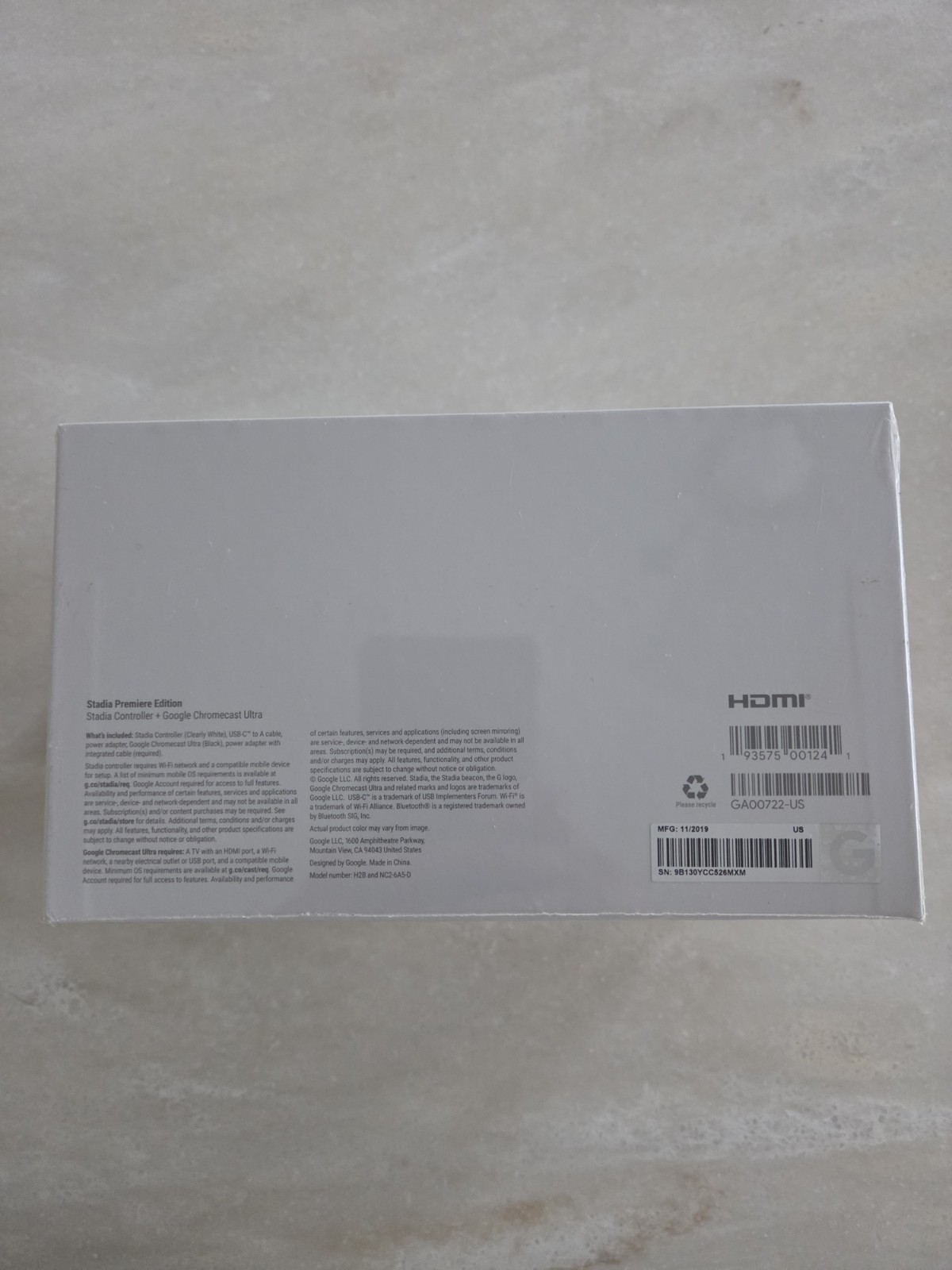 Google Stadia Premiere Edition Controller White Bluetooth USB-C 3.5mm Mic