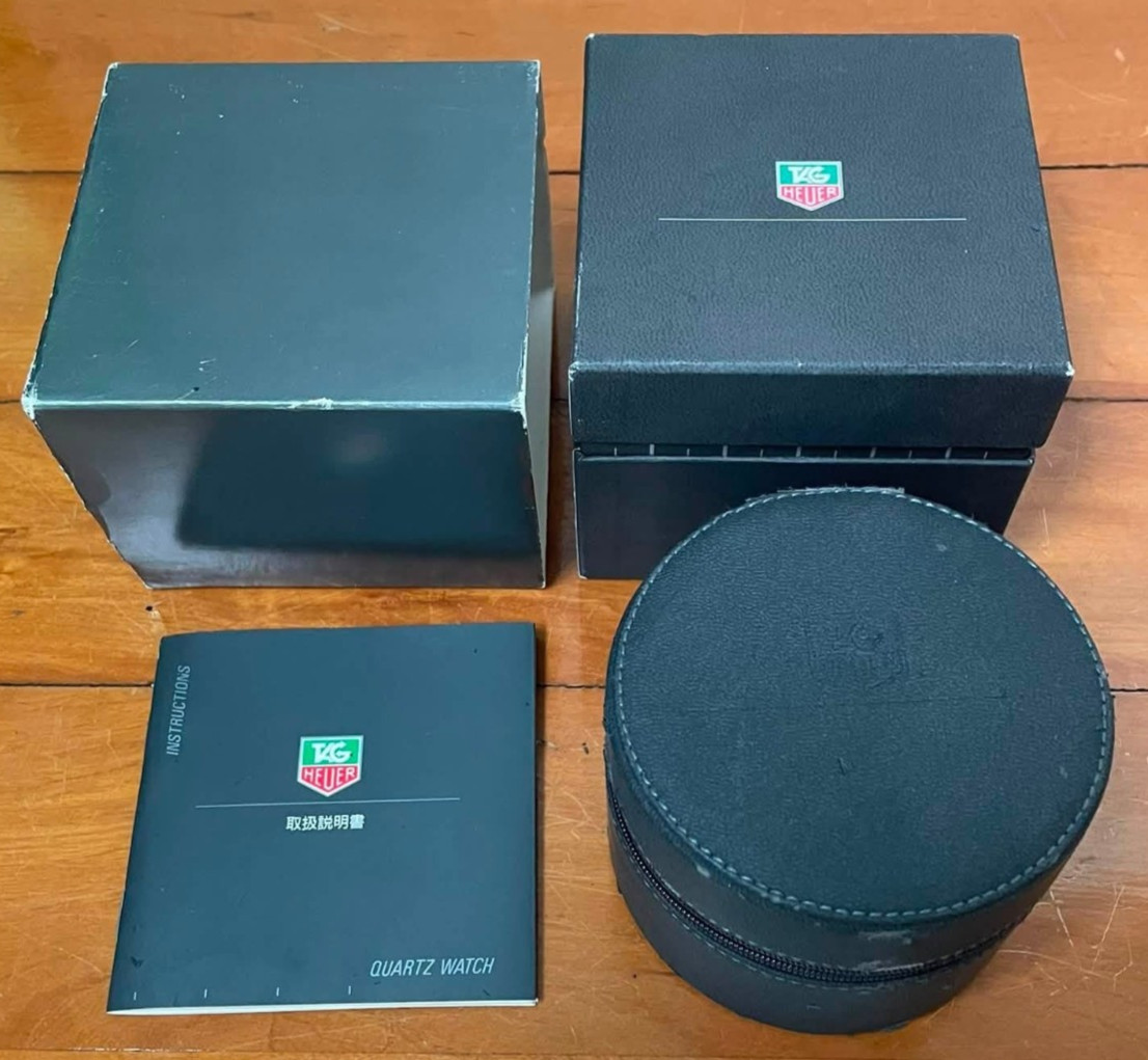 Rare Vintage TAG HEUER Watch Box F1 Formula One Leather & Booklet & Outer Box