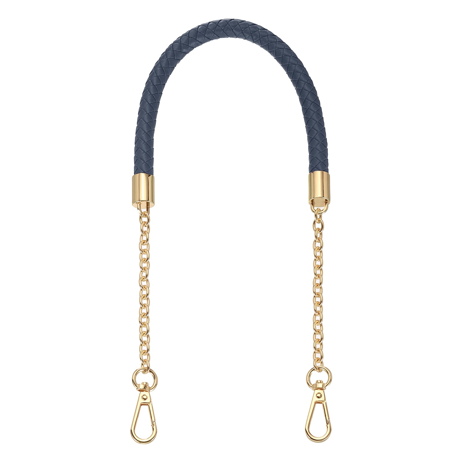 62cm/24.4" PU Leather Braided Purse Strap Deep Blue Light Gold Buckle