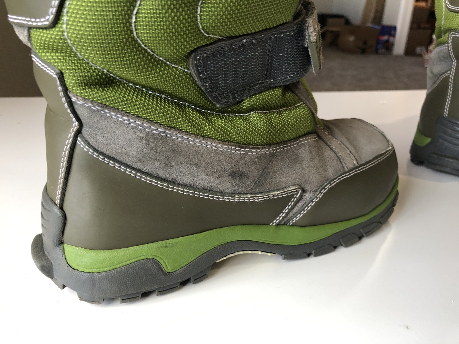 Lands End YOUTH 4 Winter Snow Boot Insulated Rubber Sole 326957 Green Suede