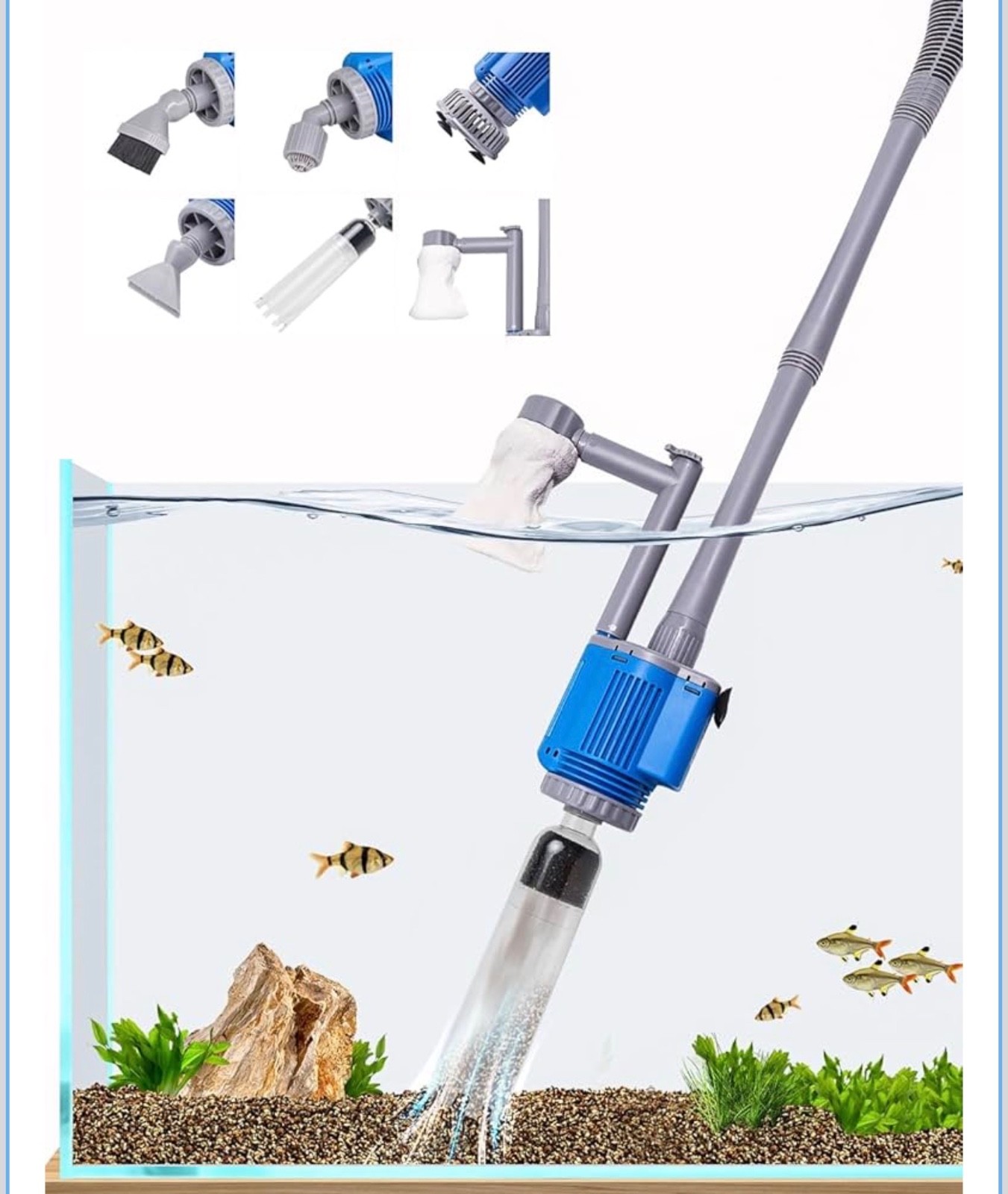 UPETTOOLS Aquarium Gravel Cleaner - Electric Automatic Removable Vacuum Water Ch