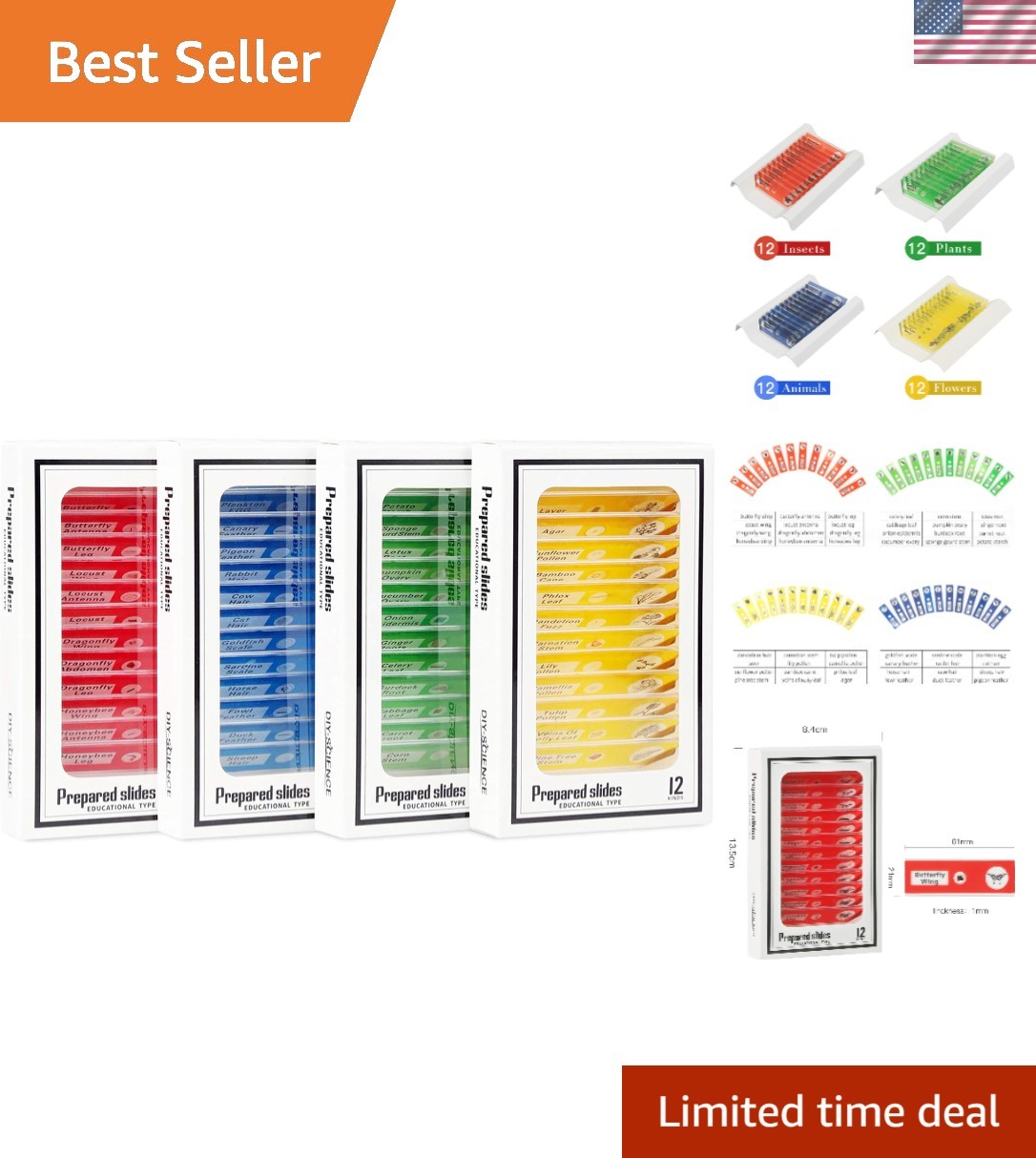Ages 5+: 48 High-Transparency Microscope Slides for Beginner Science Enthusiasts