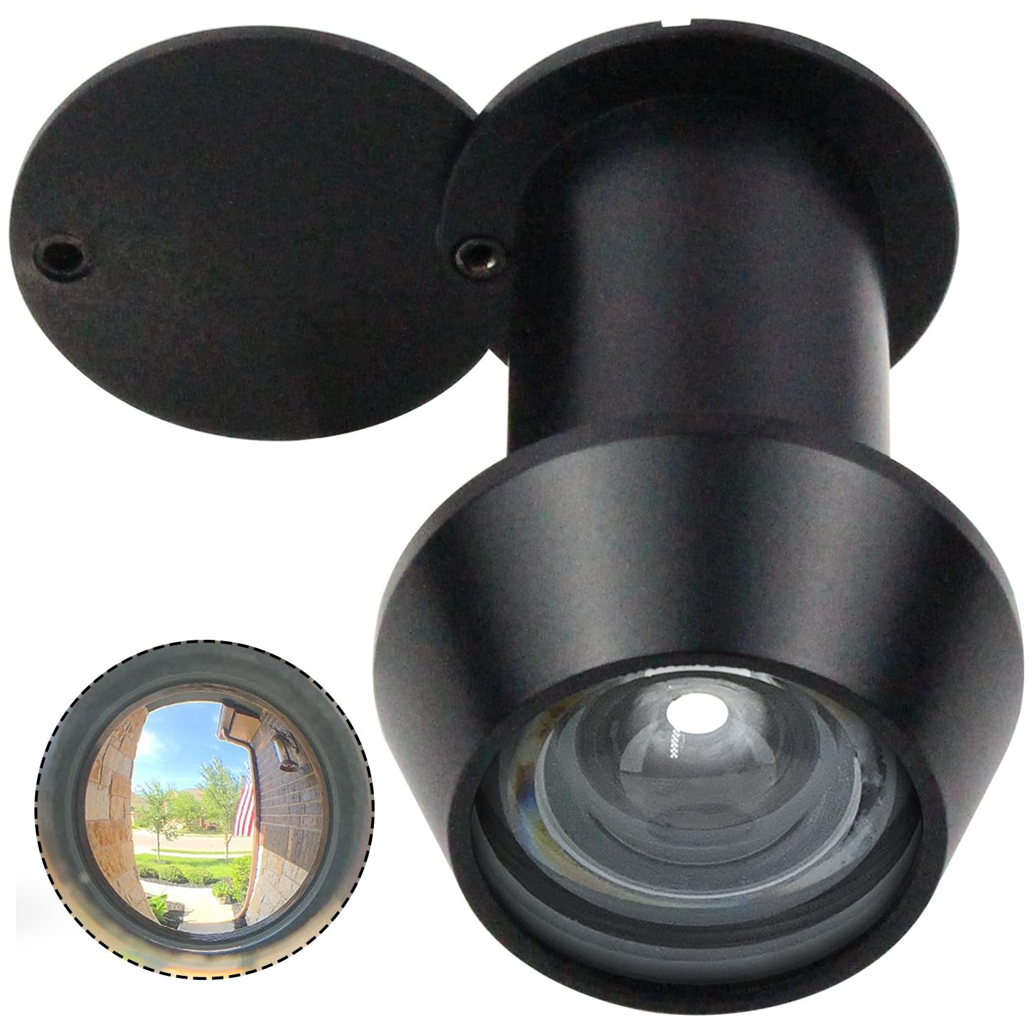 Solid Brass Peep Holes for Door, with Security Cover, Black