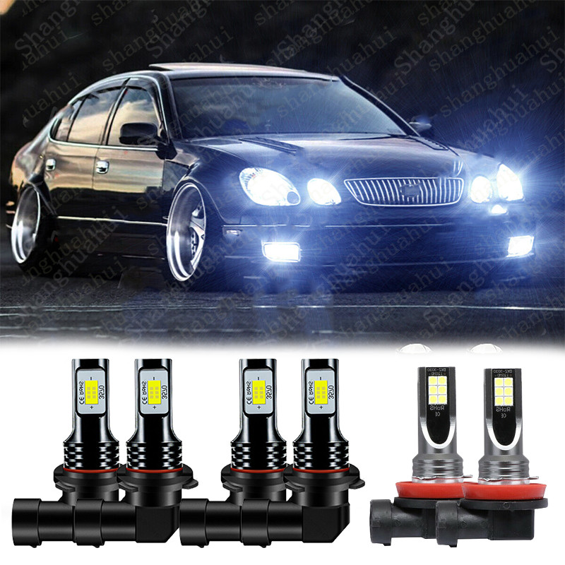 For Lexus GS300 1998-2004 6000K LED Headlights High Low + Fog Lights Bulbs Combo
