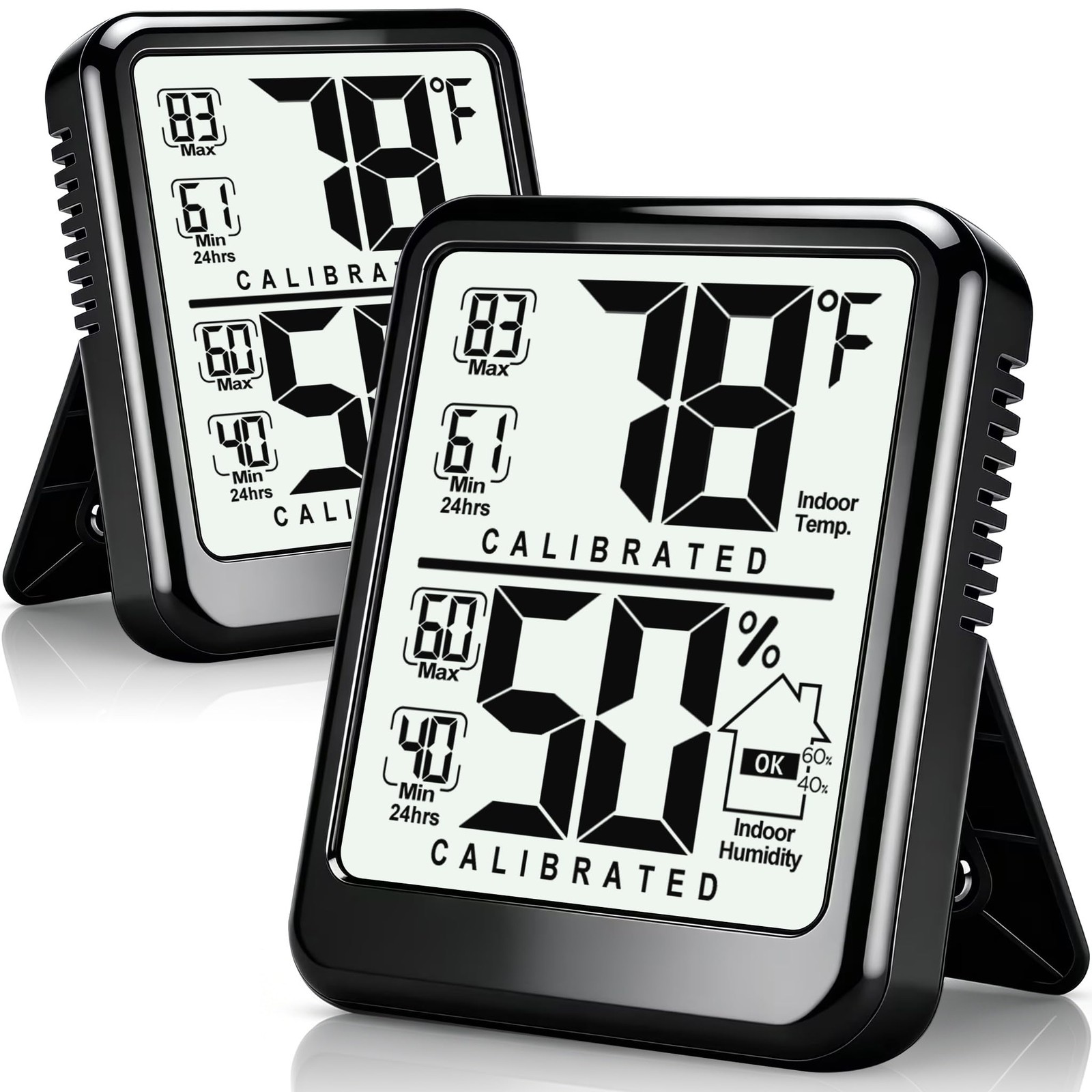 2-Pack Room Thermometer, Digital Small Hygrometer Indoor Thermometer Humidity...