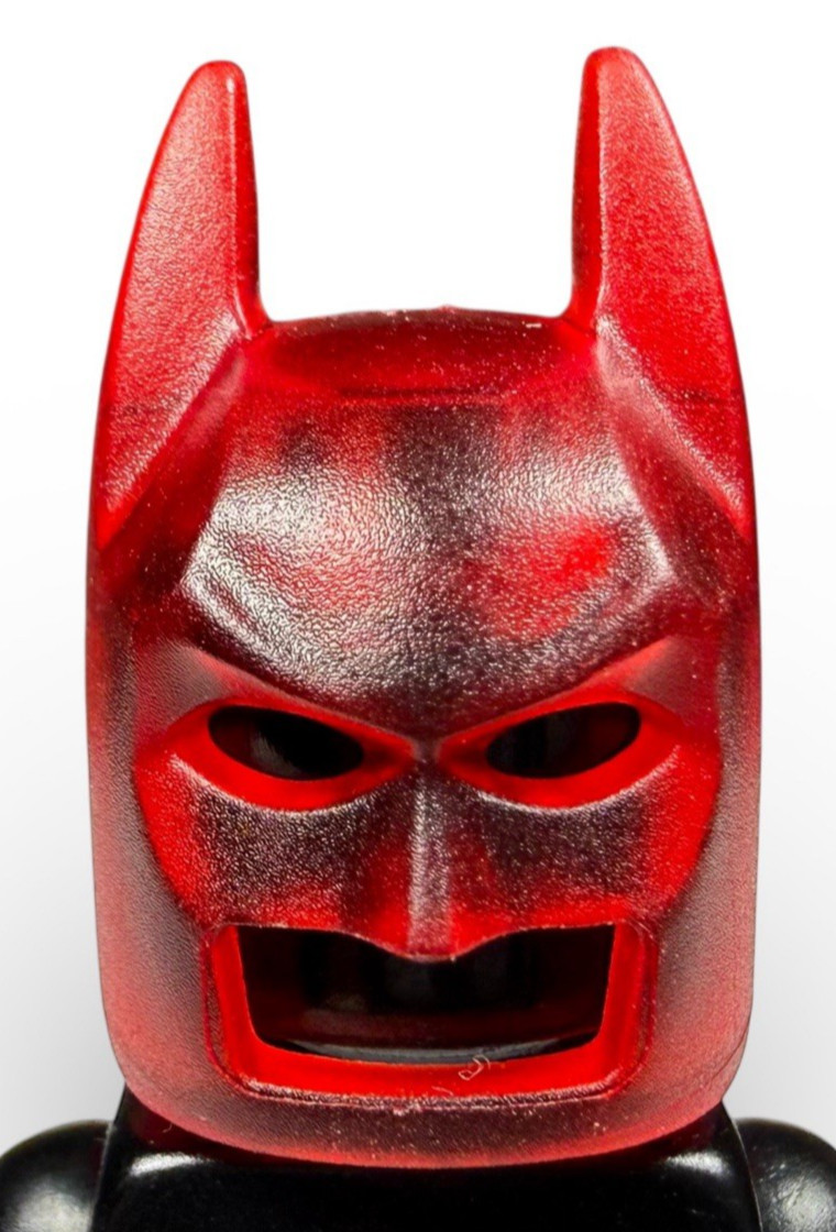 NEW Lego Unreleased Color Monochrome Prototype Trans Red Batman Minifigure Cowl