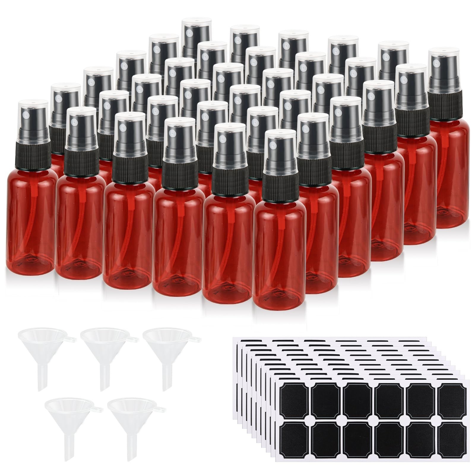 60 Pcs 1 oz Amber Spray Bottles with Sticker and Funnel, Anti-UV Fine Mist Mi...