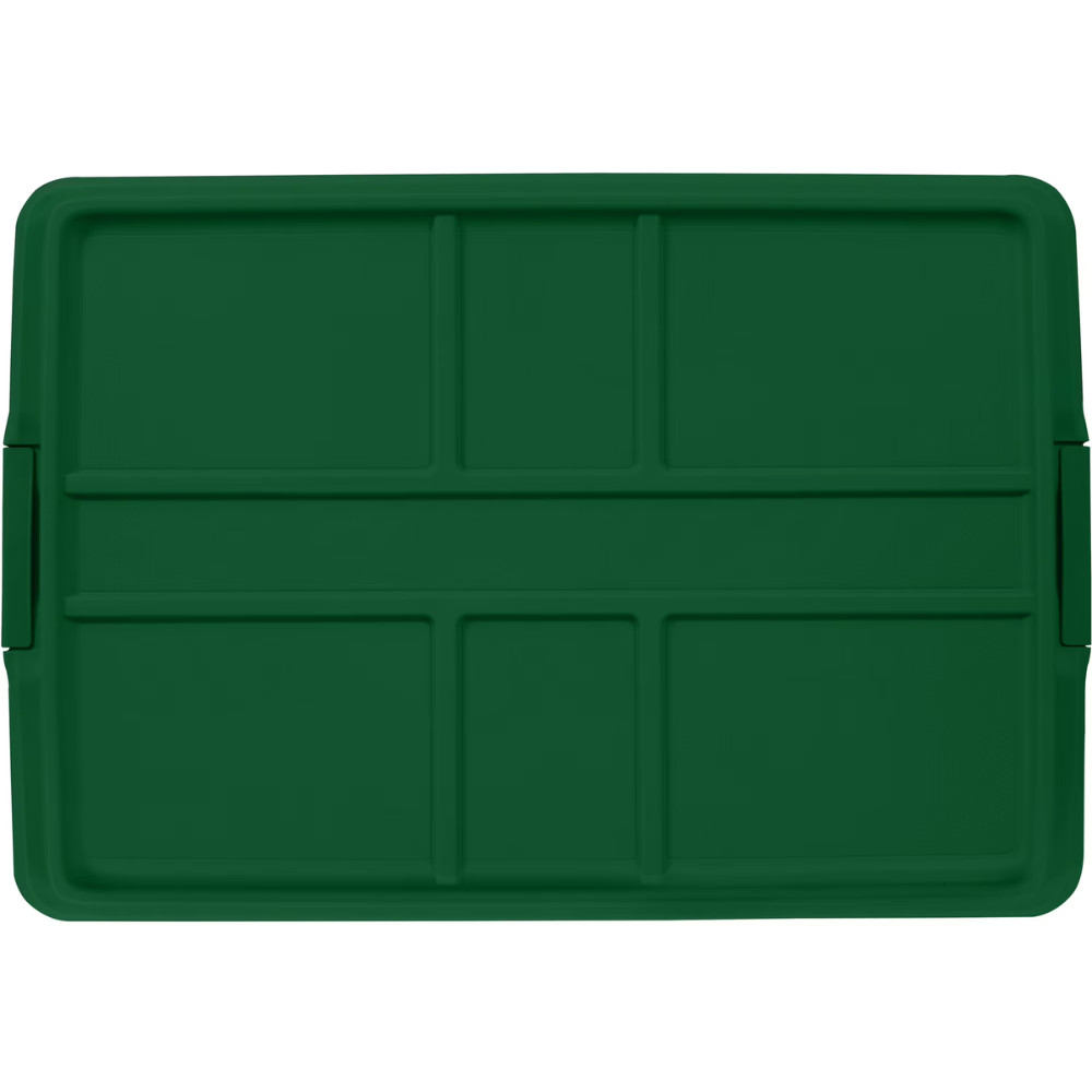 Hefty 72 Qt Clear Plastic Storage Bin, Green Hi-Rise Lid, Stackable Tote, 6 Pack
