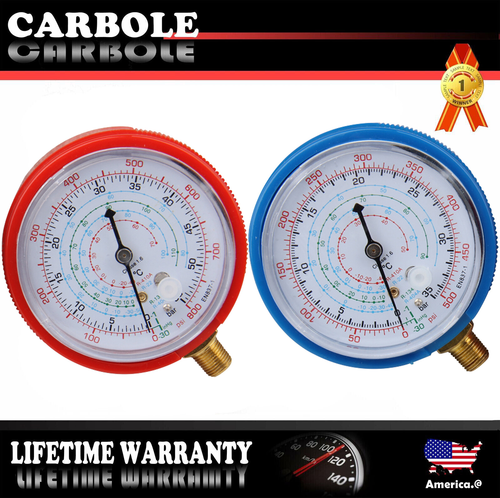 2X Air Conditioner Pressure Gauge Refrigerant High & Low Kit Manifold Gauge Set