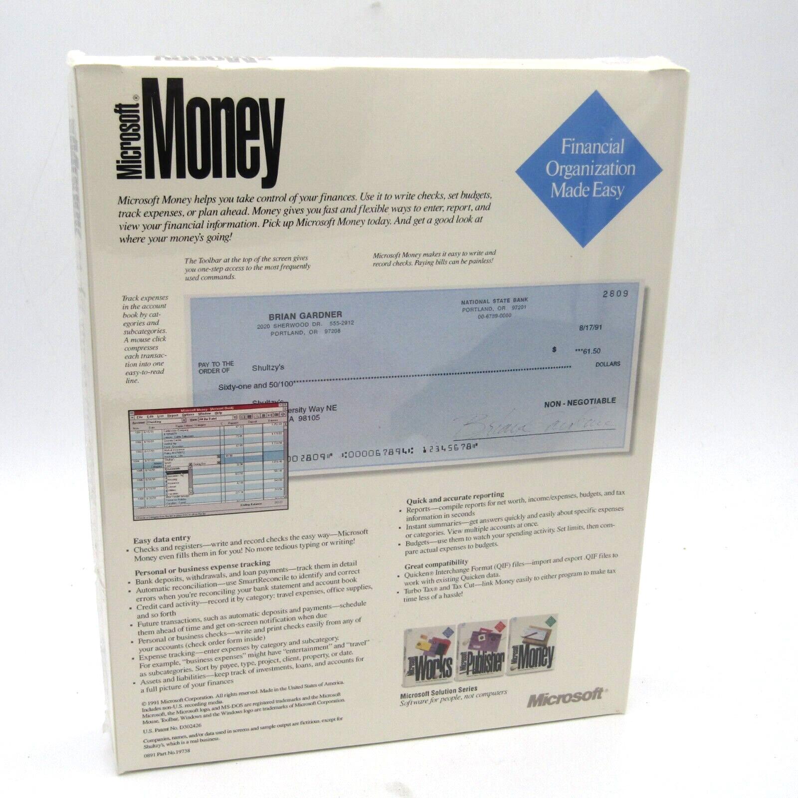 SEALED Microsoft Money 1991 Original Version 5.25 & 3.5