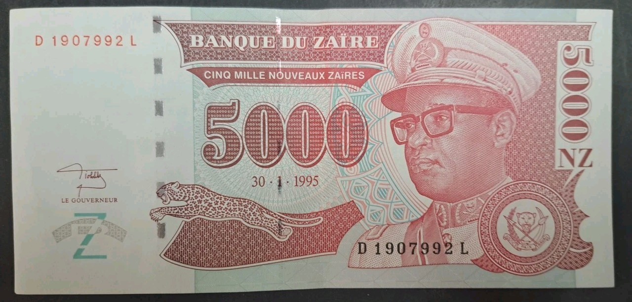 1995 Zaïre 5000 Nouveaux Zaïres P68a, D1907992L.