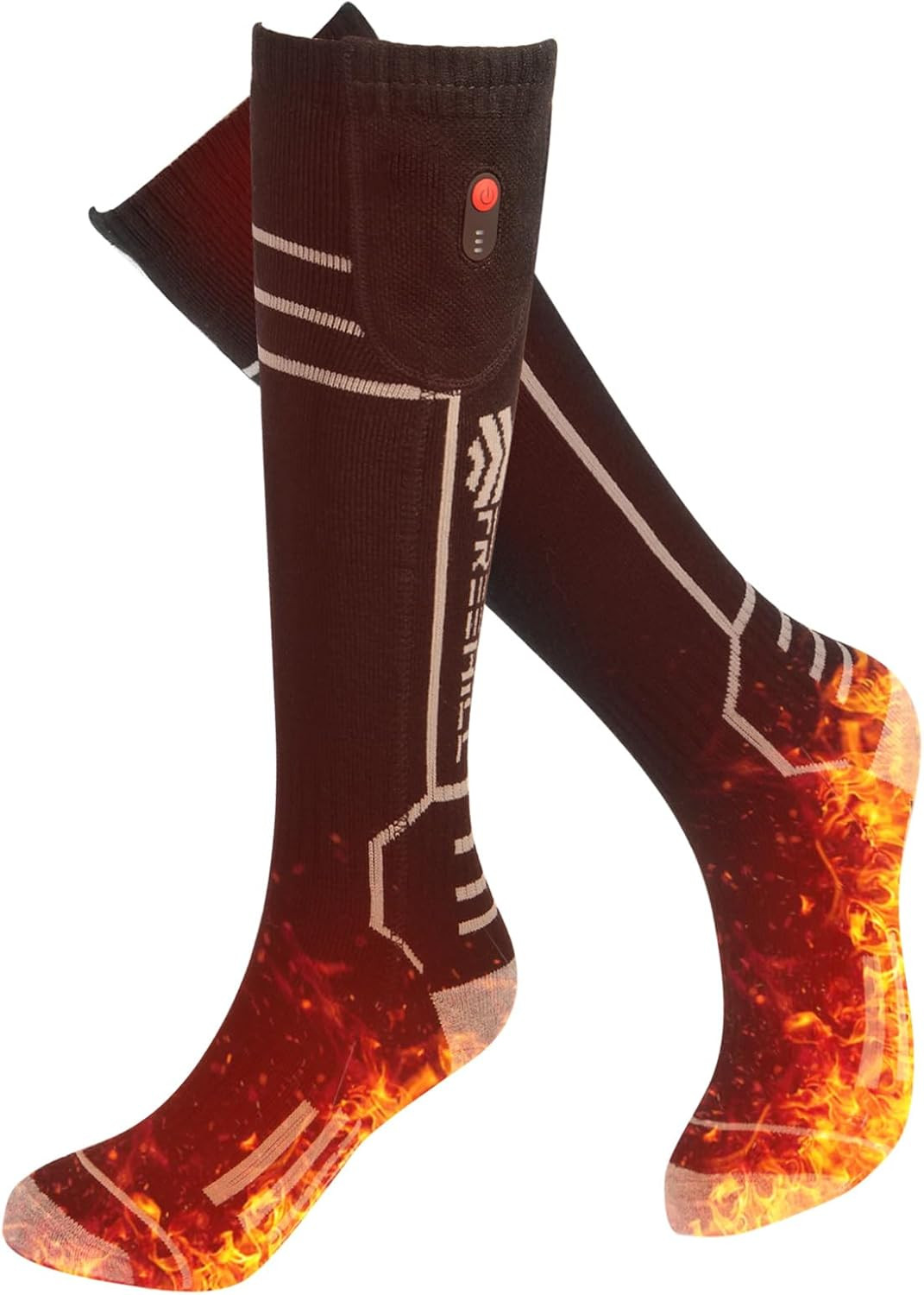 Merino Wool Heated Socks for Men Women, 5000Mah One-Click Control Rechargeable C