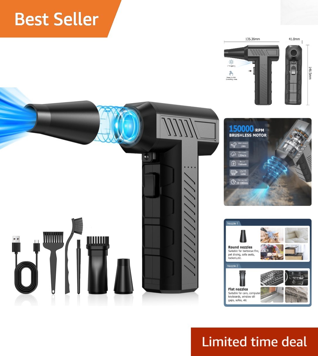 Portable Mini Turbo Air Blower Ideal for Home and Office - 240 Min Battery Life