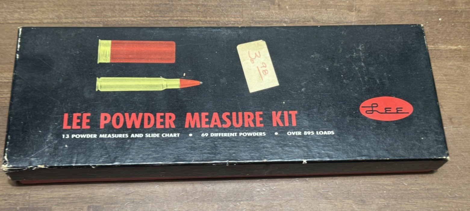 1966 Lee Powder Measure Reloading Kit 13 Spoons Dippers 895 Loads Slide Chart