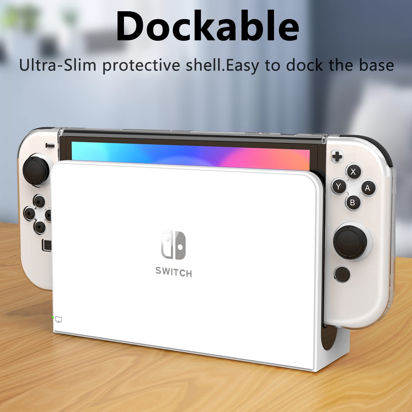 HEYSTOP Switch OLED Case for Nintendo Model, Dockable Cover Black