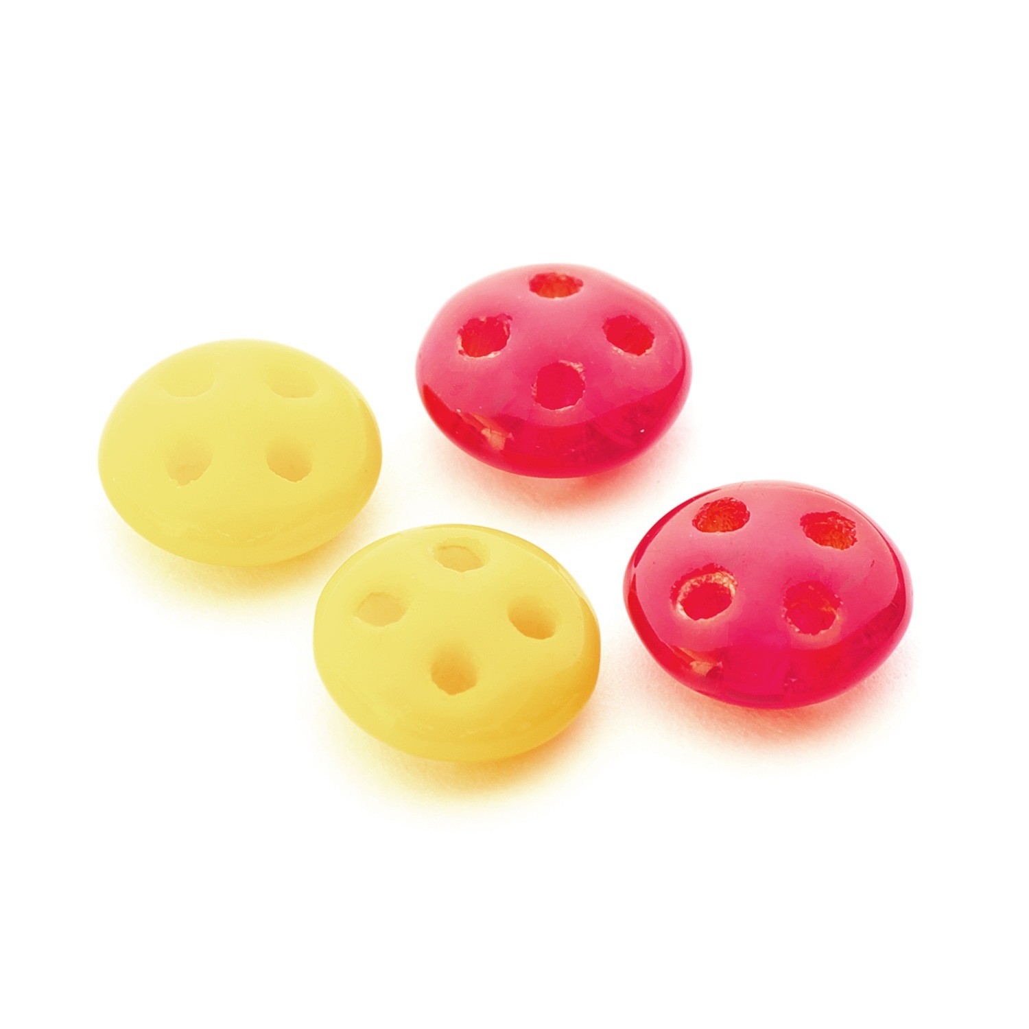 Lentil 4-Hole Bead, Ruby, 6mm x 6mm
