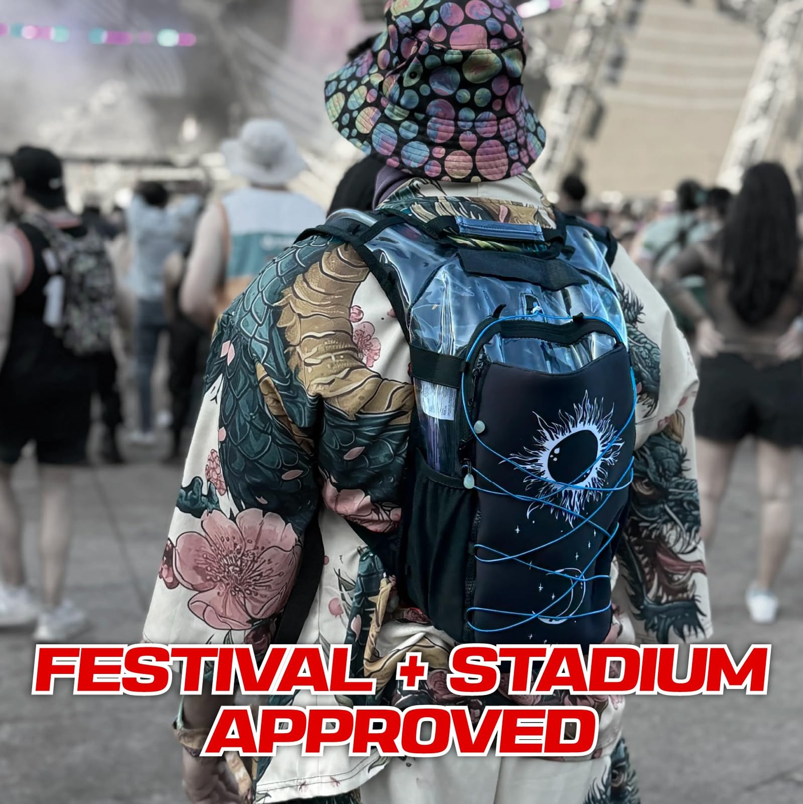 RAVERUNNER® Clear Hydration Pack | Festival Approved Hydration Backpack with ...