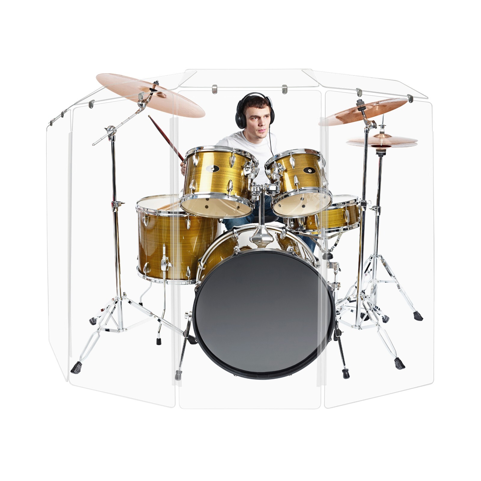 Drum Shield, 2ft. x 4 ft. Drum Panels 4 Panels with Deflectors and Living Hinges