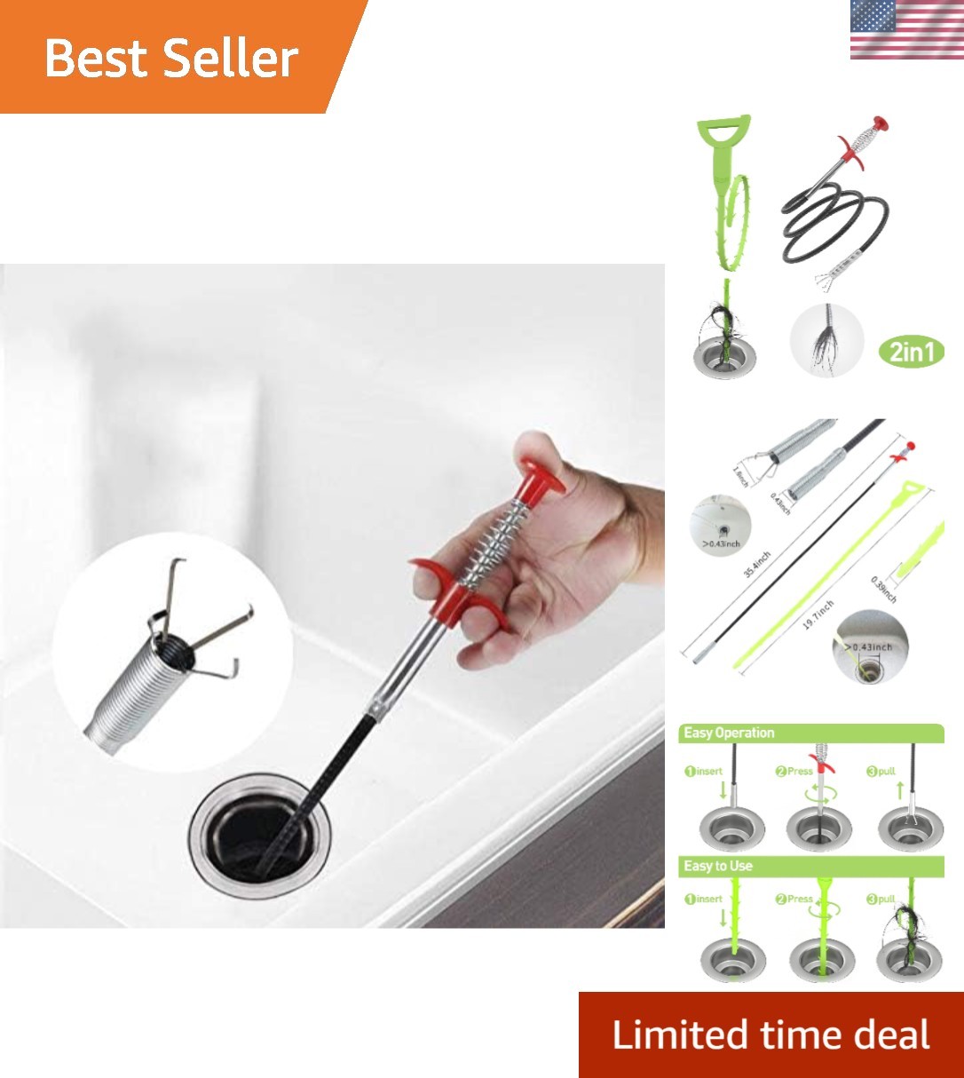 Slender Reacher Tool with Four Claws – Ideal for Kitchen & Bathroom Cleaning