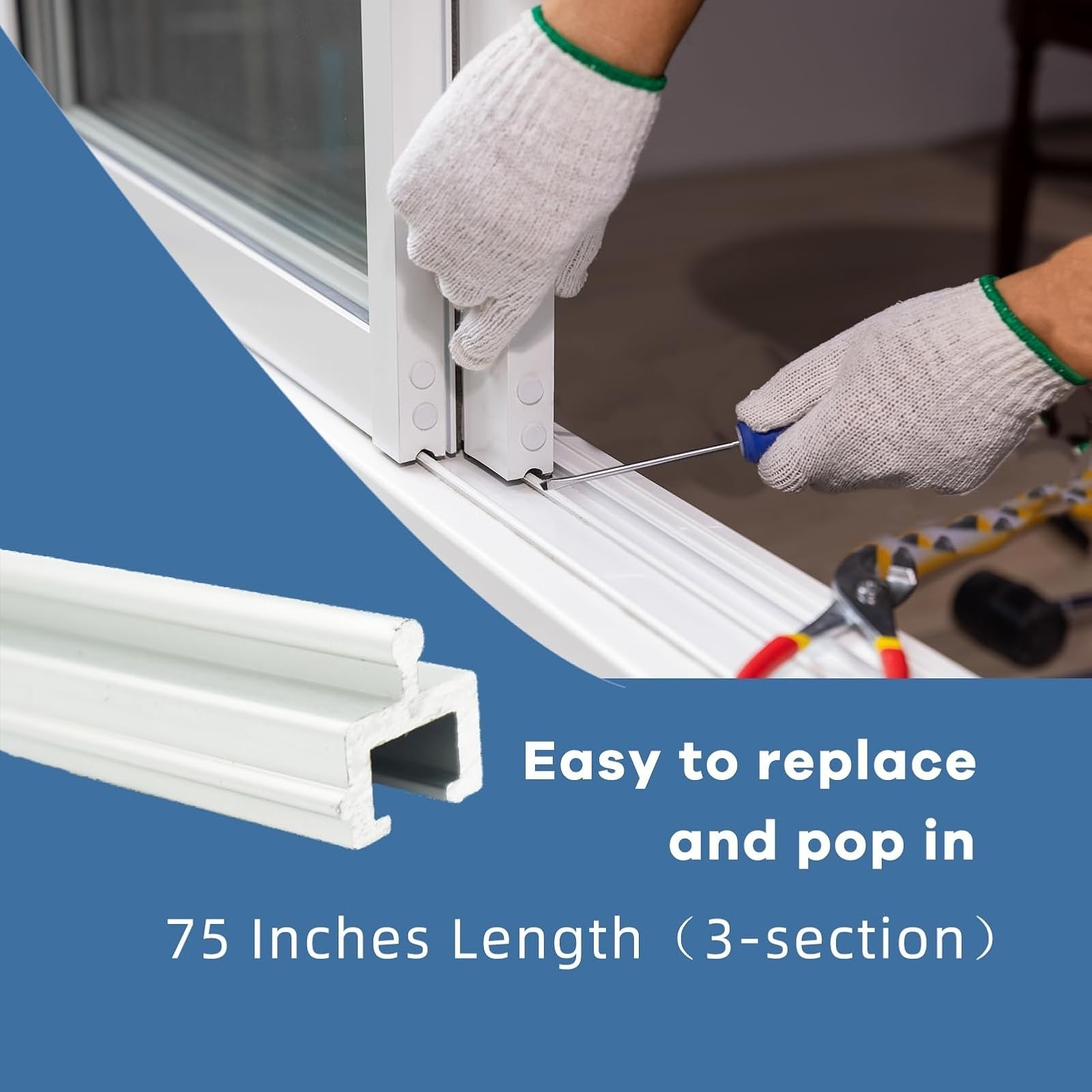 75" Aluminum Sliding Screen Door Track Replacement Kit - Easy Install